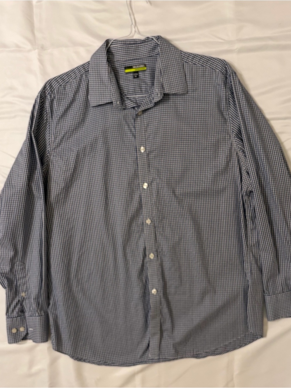 Murano Blue Micro-Check Long Sleeve Dress Shirt